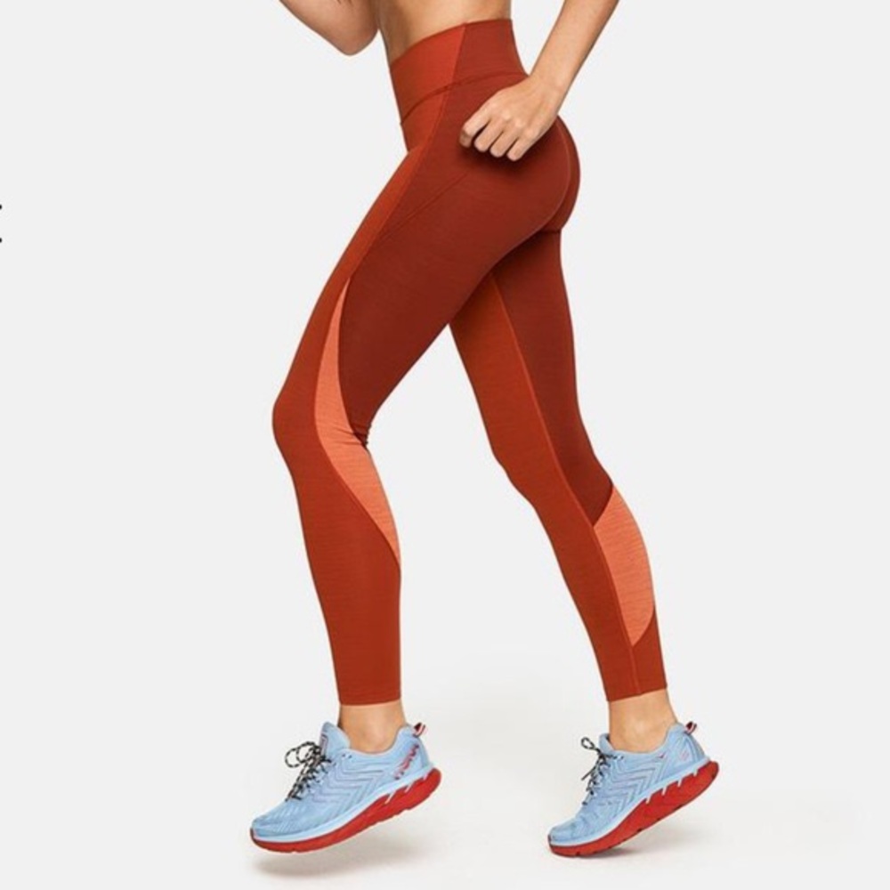 Outdoor Voices Tech Sweat 7/8 Zoom Leggings in Brick/Currant/Adobe, XL